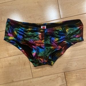 Rainbow Psychedelic Shiny Pole or Rave Shorts S/M